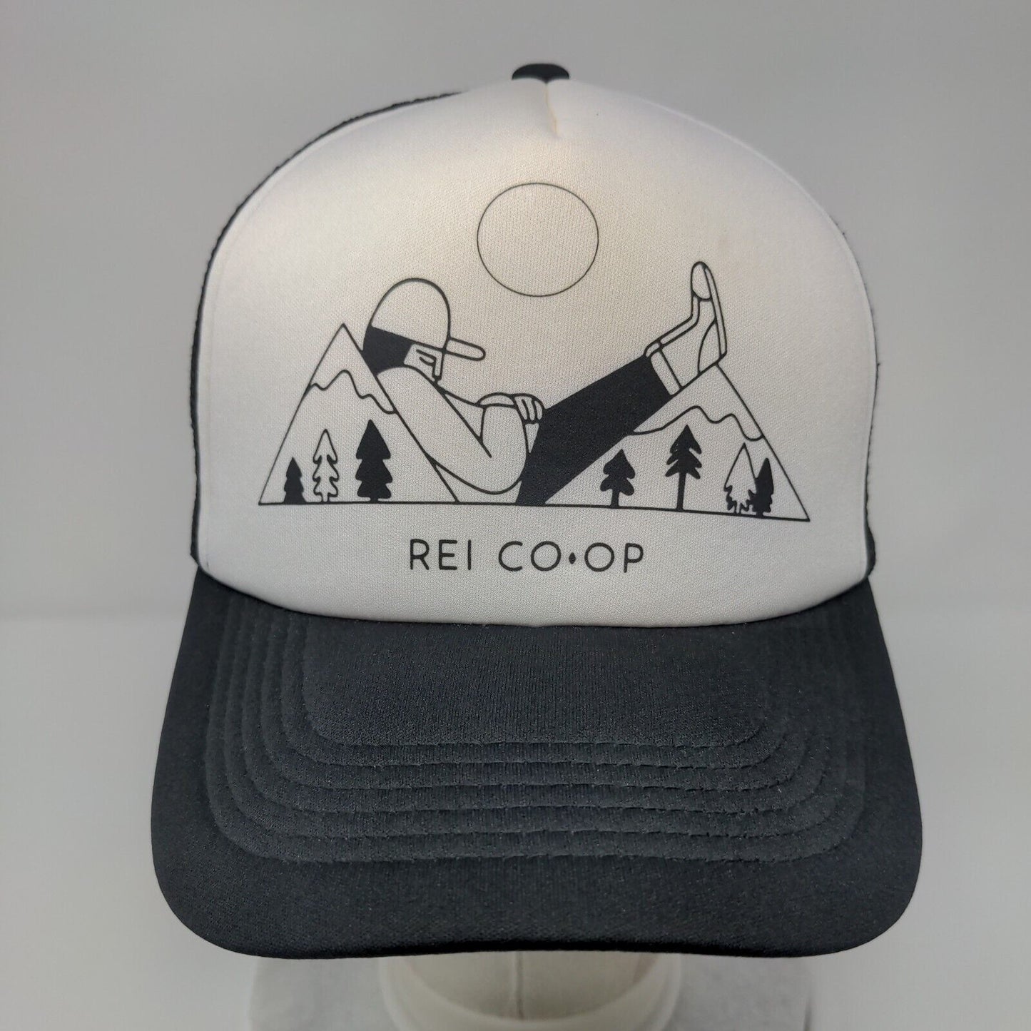 REI Co-op Mountain Climber Snapback Trucker Hat Black OSFA Mesh Back