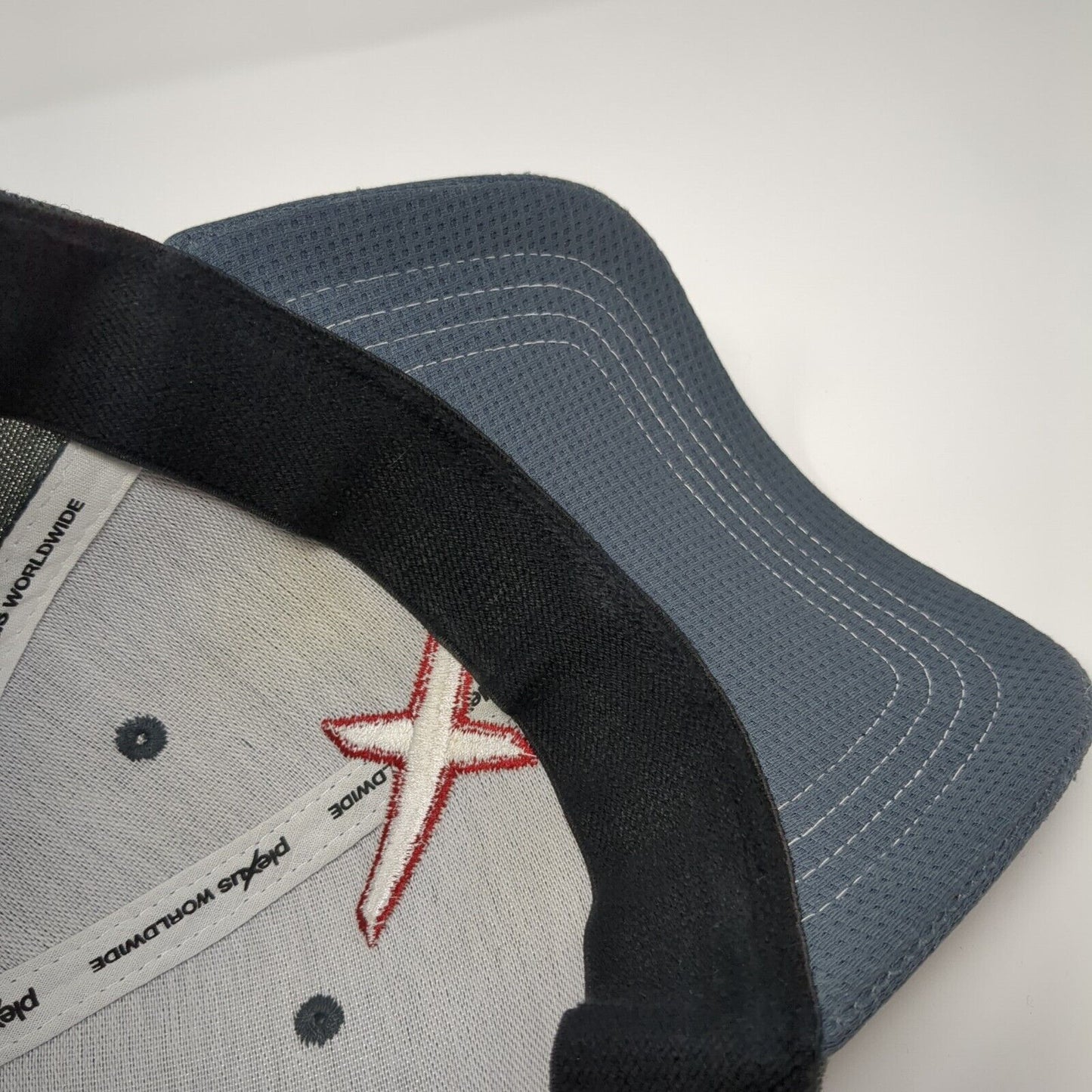 Plexus Worldwide Fitted Hat Gray L/XL Embroidered Vented Holes 6 Panel Polyester