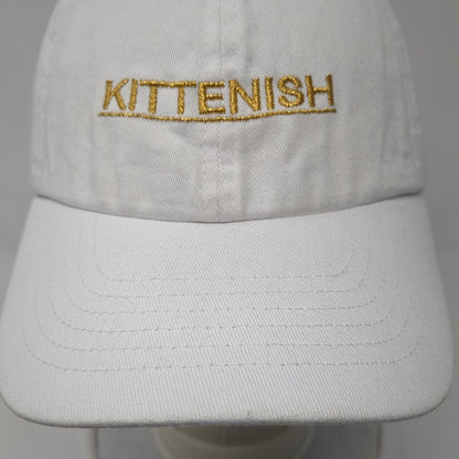 Kittenish Slideback Hat White One Size Adjustable Embroidered 6 Panel
