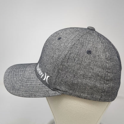 Hurley Baseball Cap Gray M Flexfit Logo Curved Brim Fitted Hat Stretch Sporty