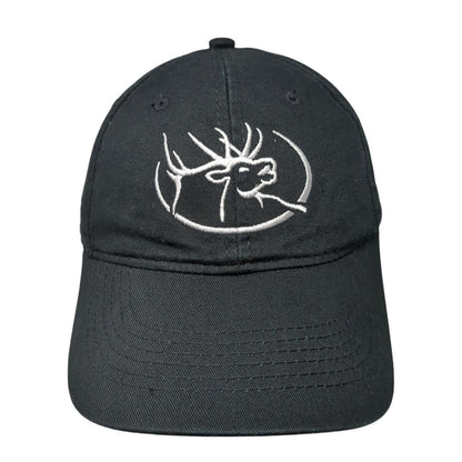 RMEF Snapback Hat Black One Size Adjustable Embroidered Vented Holes 6 Panel