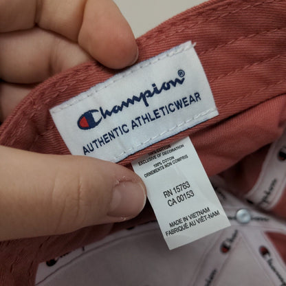 Champion Spell Out Slideback Hat Red OSFM Embroidered Leather Strap