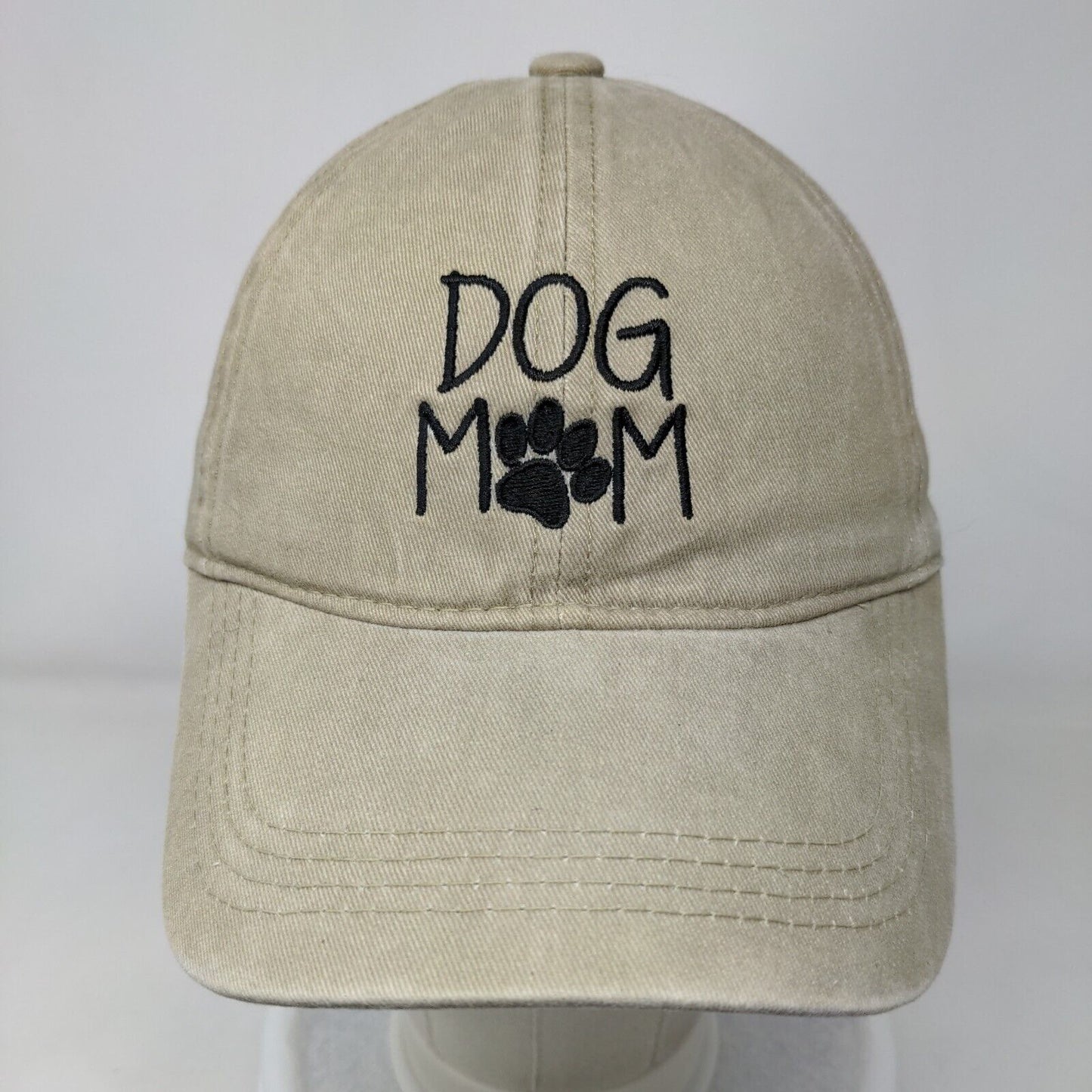 Dog Mom Slideback Hat Tan OSFM Embroidered Paw David And Young