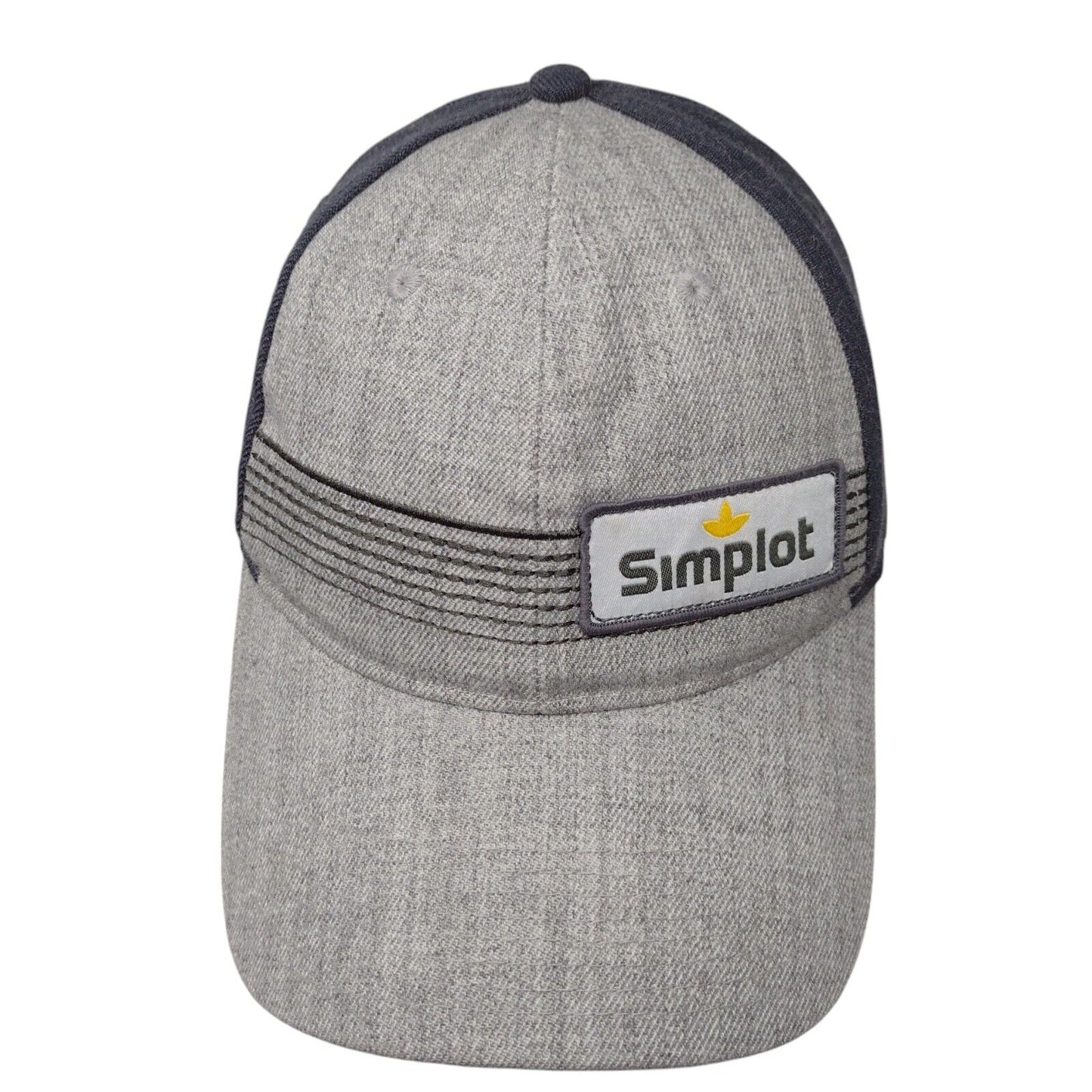 Simplot Patch Strapback Hat Gray OSFA Adjustable Colorblock 6 Panel