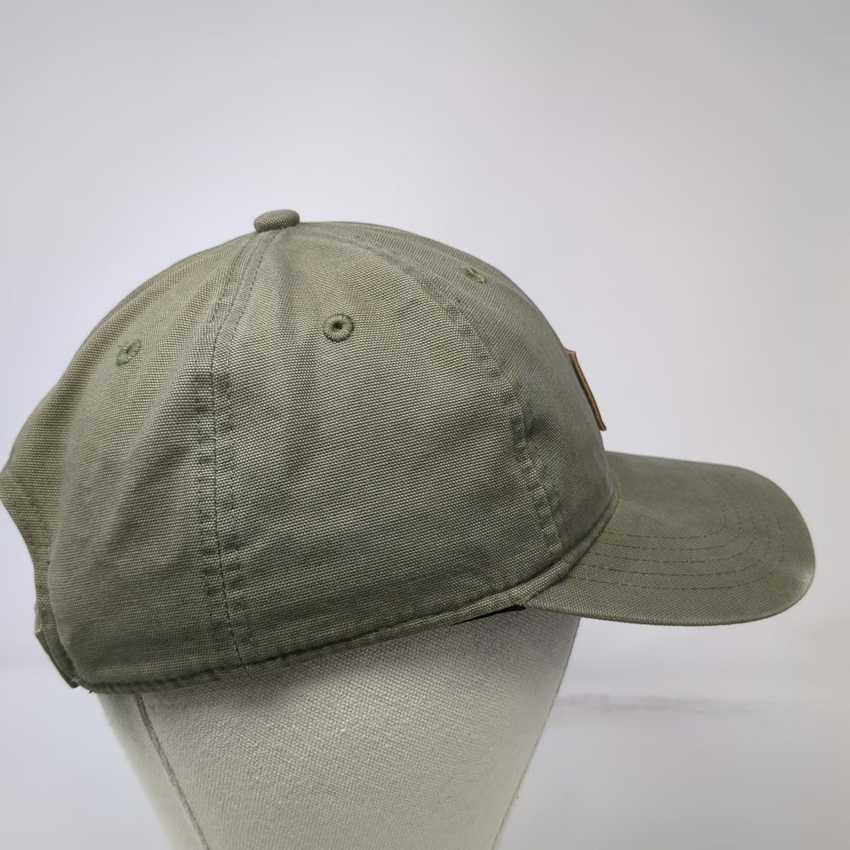 Carhartt Baseball Cap Green One Size Leather Logo Patch Duck Strapback Hat