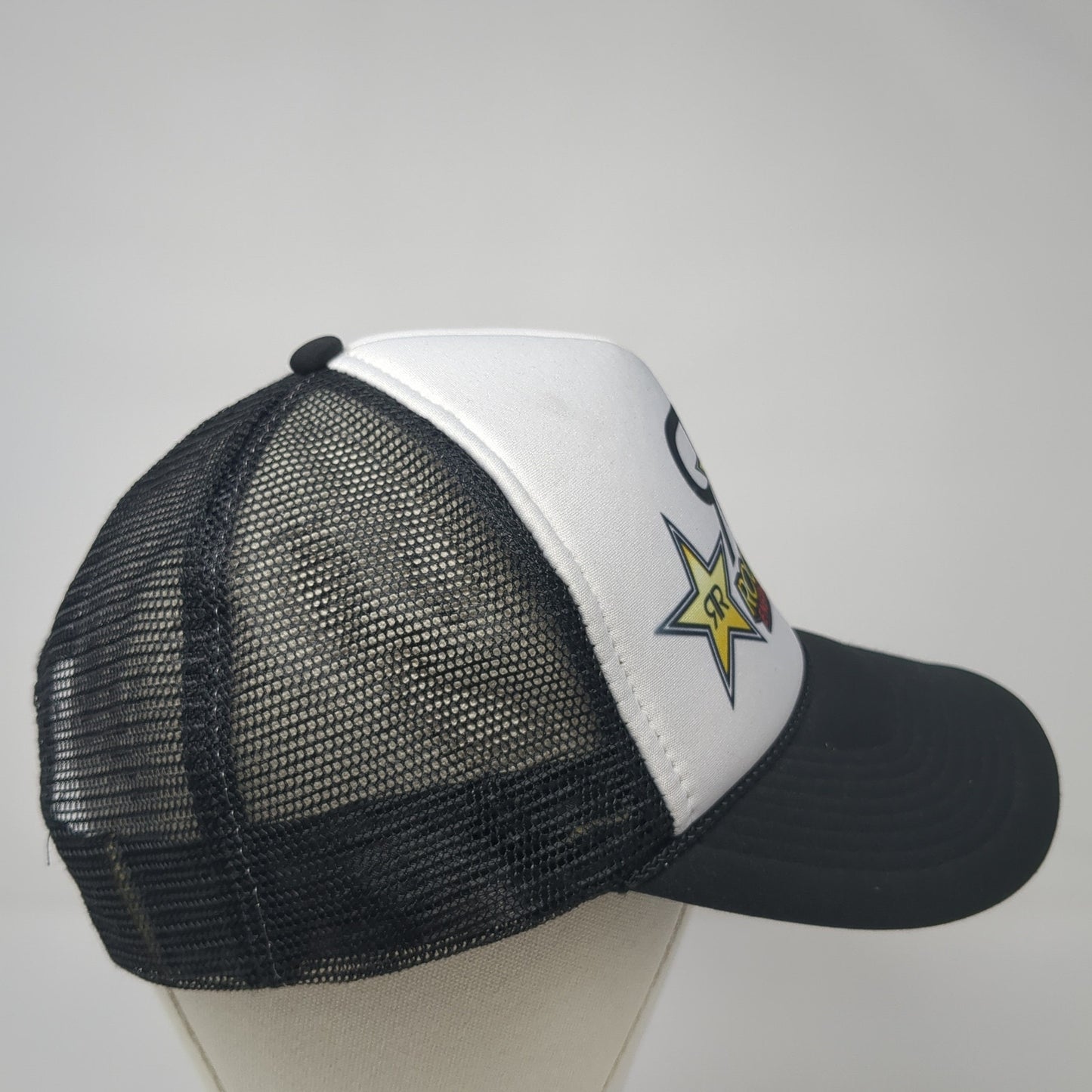 Rockstar Energy Drink Snapback Trucker Hat Black One Size Mesh Back
