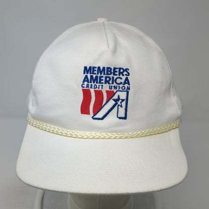 Members America Credit Union Snapback Rope Hat White One Size Outdoor