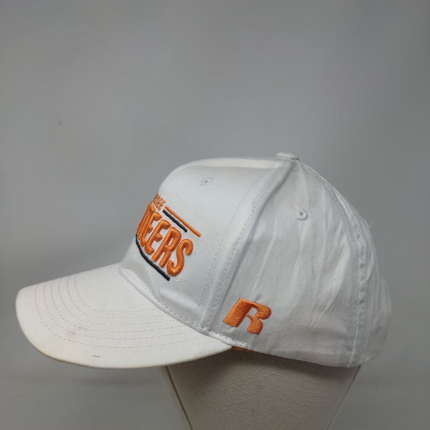 Tennessee Volunteers Snapback Hat White Orange Embroidered Russell Athletic NCAA