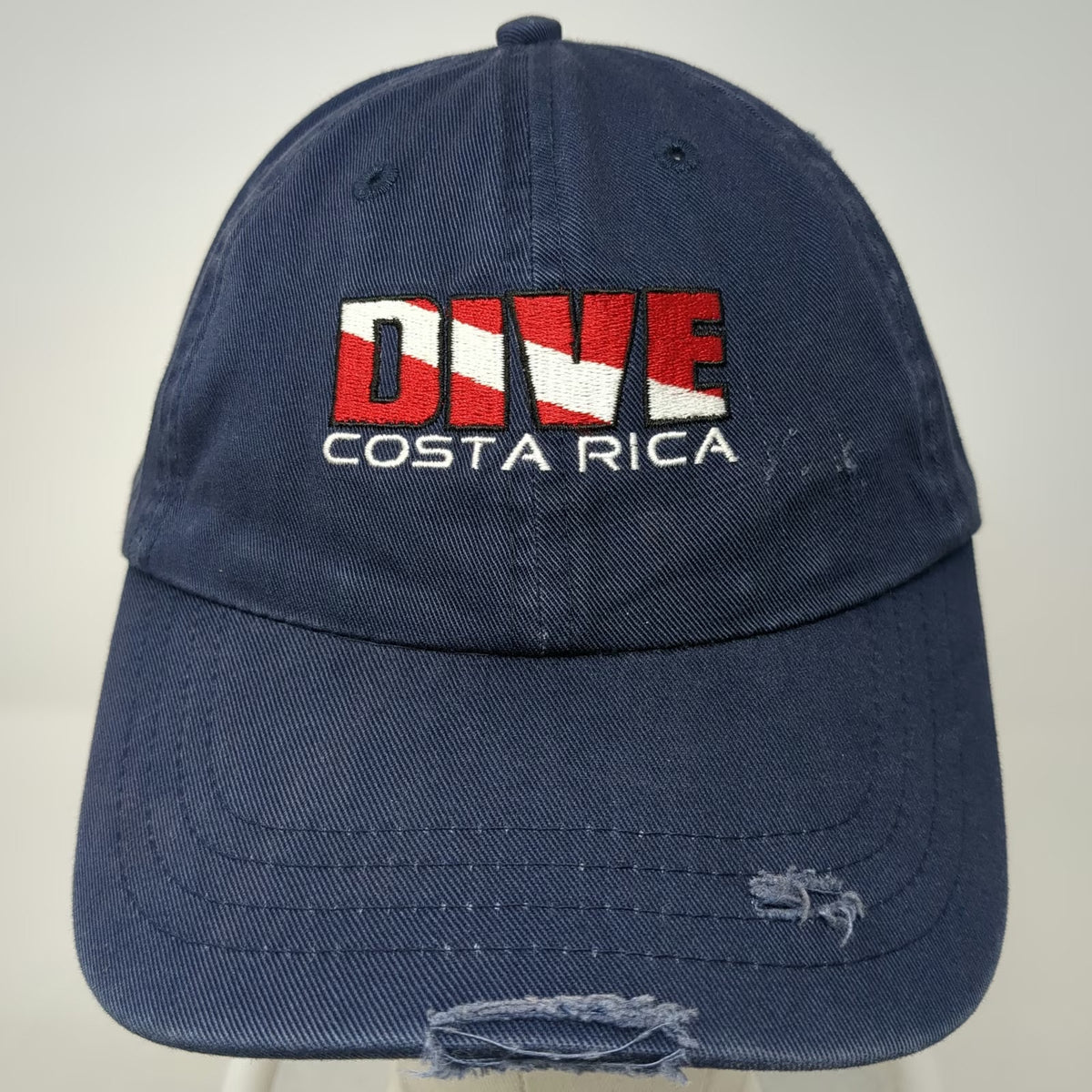 Baseball Cap Blue One Size Distressed Costa Rica Pura Vida Scuba Dive Flag Hat