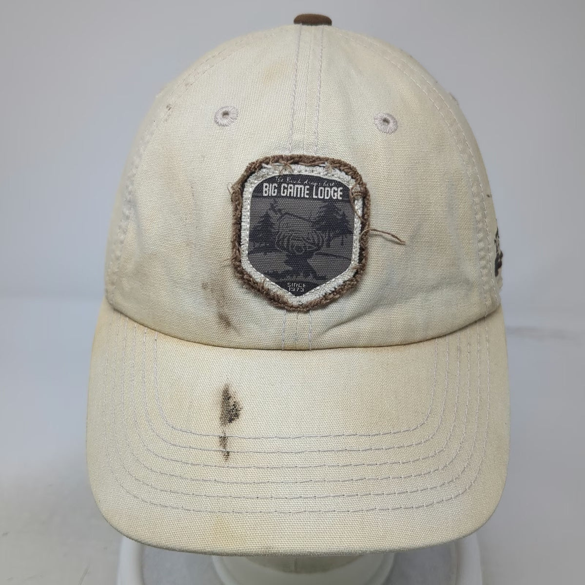 Captivating Headwear Beige Brown Baseball Cap One Size Big Game Lodge Deer Hat
