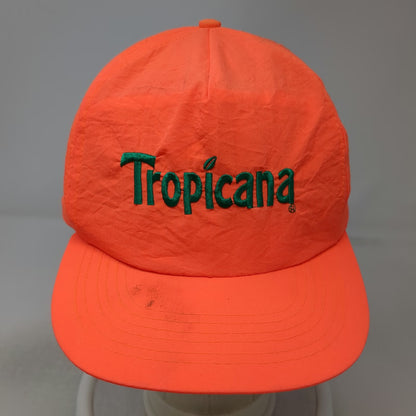 Orange 5 Panel Hat Nylon Snapback Tropicana Logo Embroidery Green Vintage