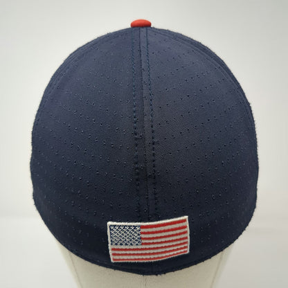 Under Armour Baseball Cap Blue Red S Fitted American Flag Perforated Stretch Hat