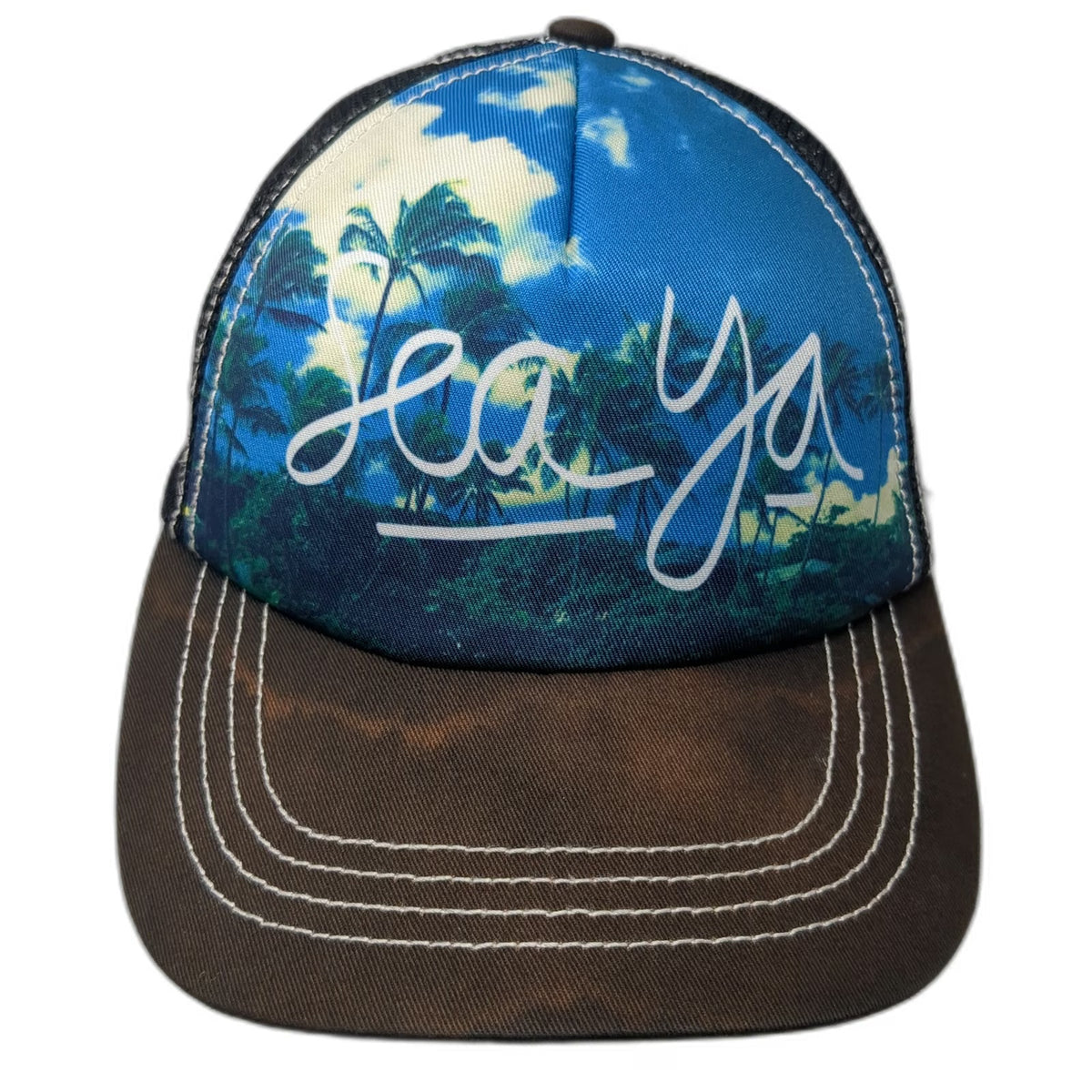 Billabong Trucker Hat Blue OSFM Sea Ya Photo Print Mesh Snapback Contrast Hat