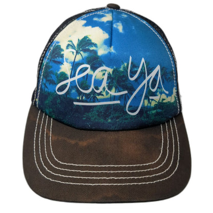 Billabong Trucker Hat Blue OSFM Sea Ya Photo Print Mesh Snapback Contrast Hat