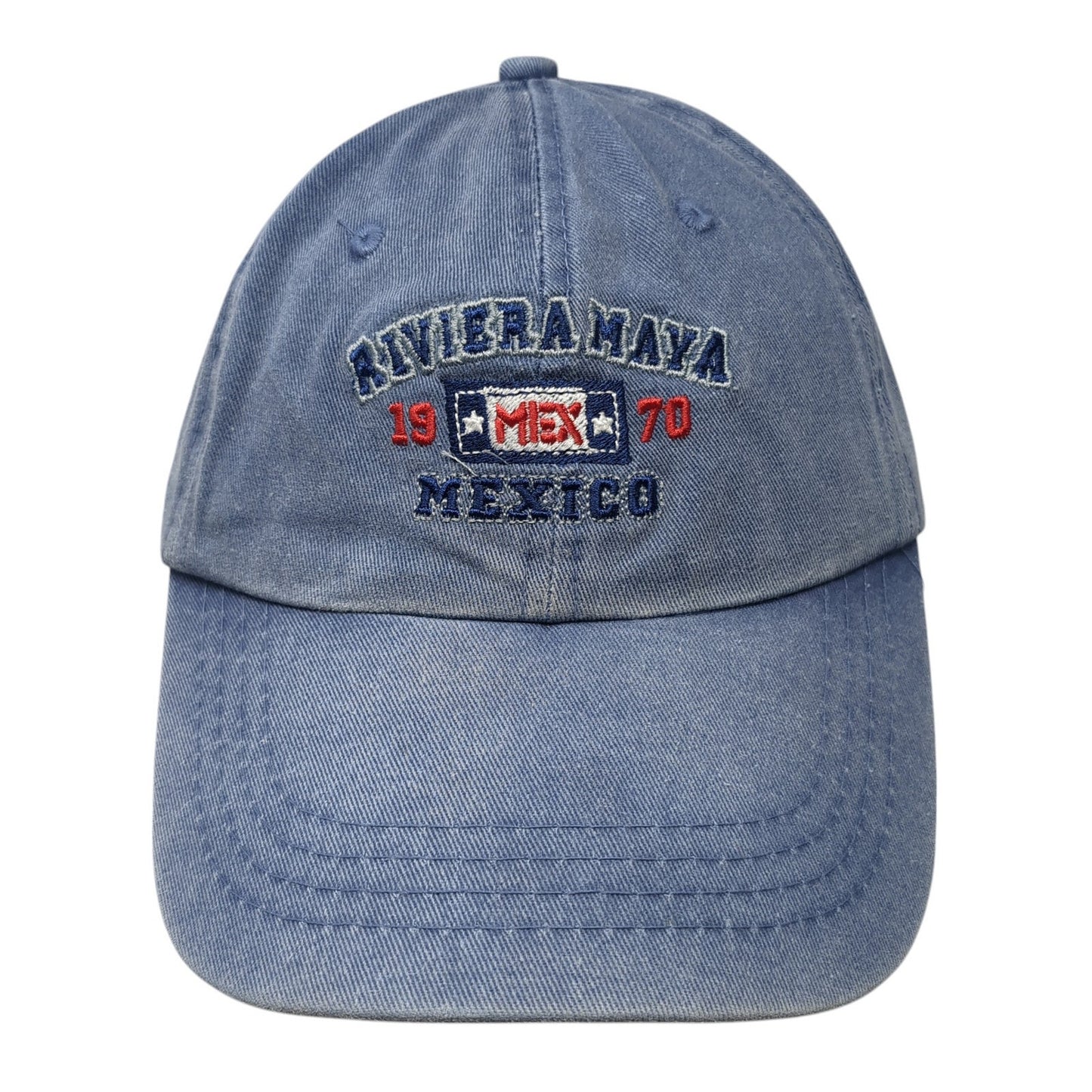 Riviera Maya Mexico Strapback Hat Blue One Size Embroidered 6 Panel