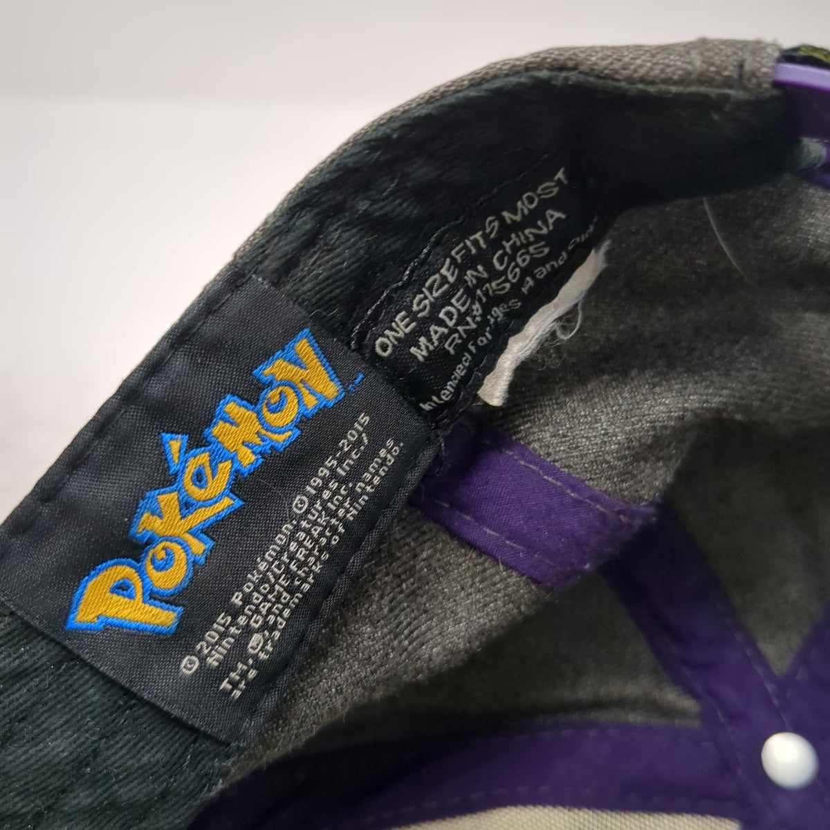 Pokemon Gengar Gray 5 Panel Hat One Size Purple Snapback Character Graphic