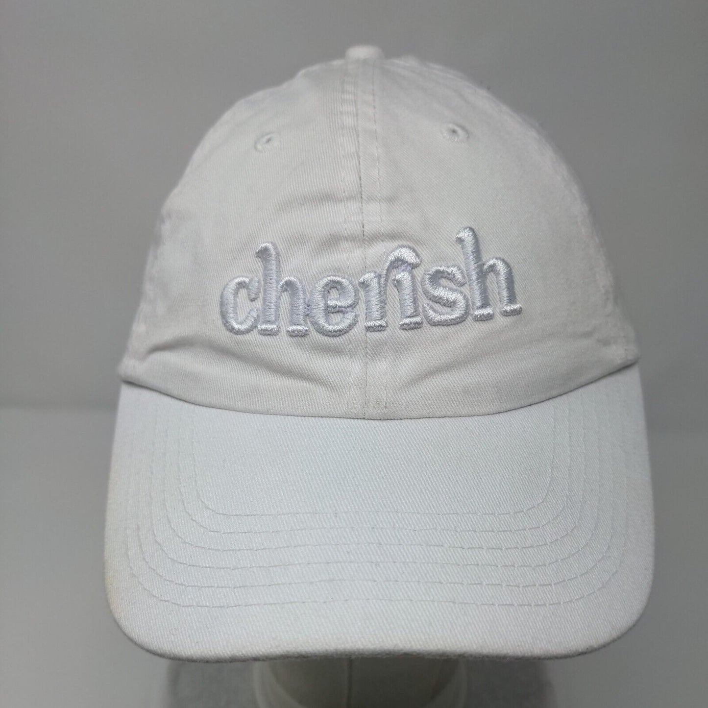 Cherish Slideback Hat White OSFA Adjustable Embroidered Vent Holes
