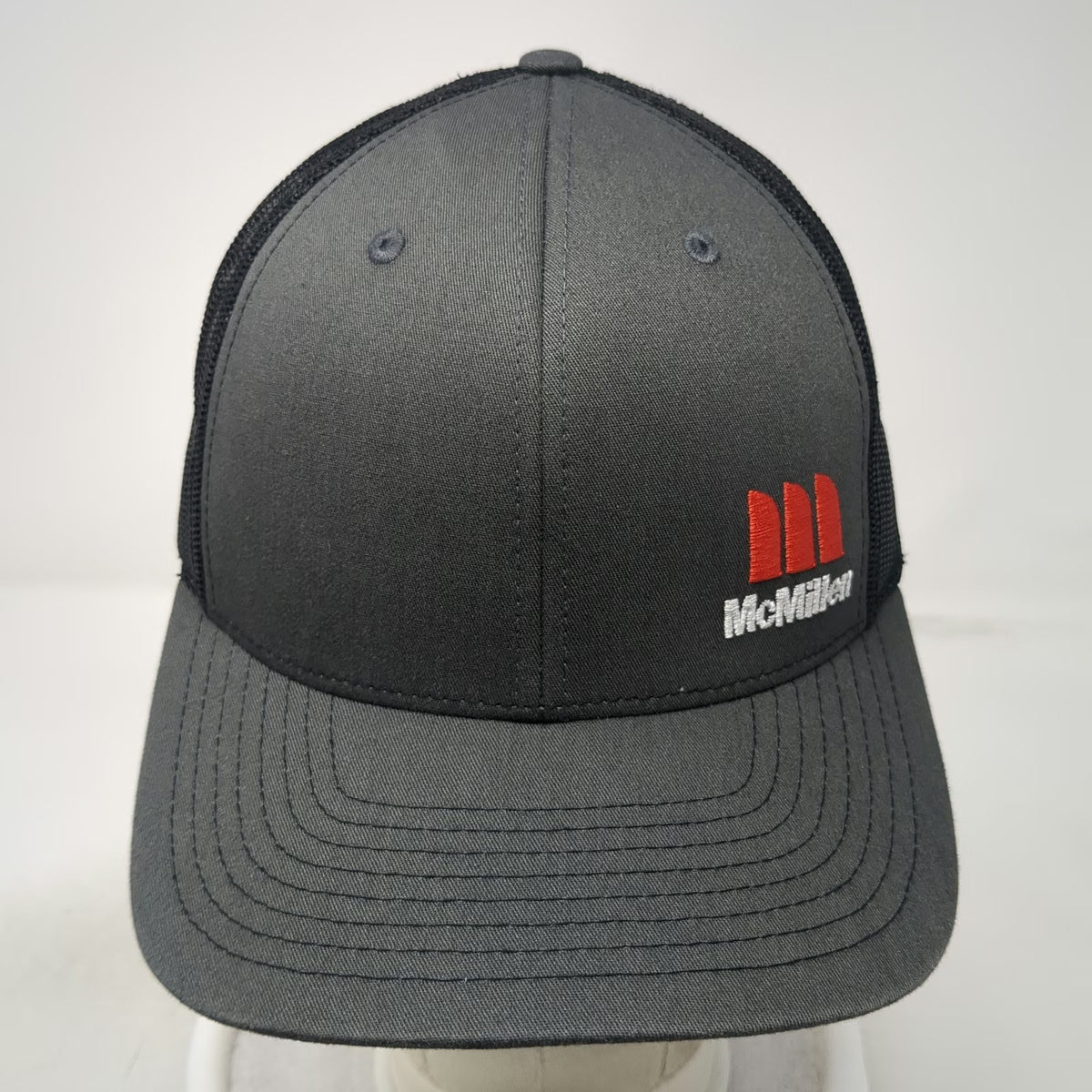 Richardson Trucker Hat Gray Black One Size Mesh Back Snapback McMillen Logo Hat