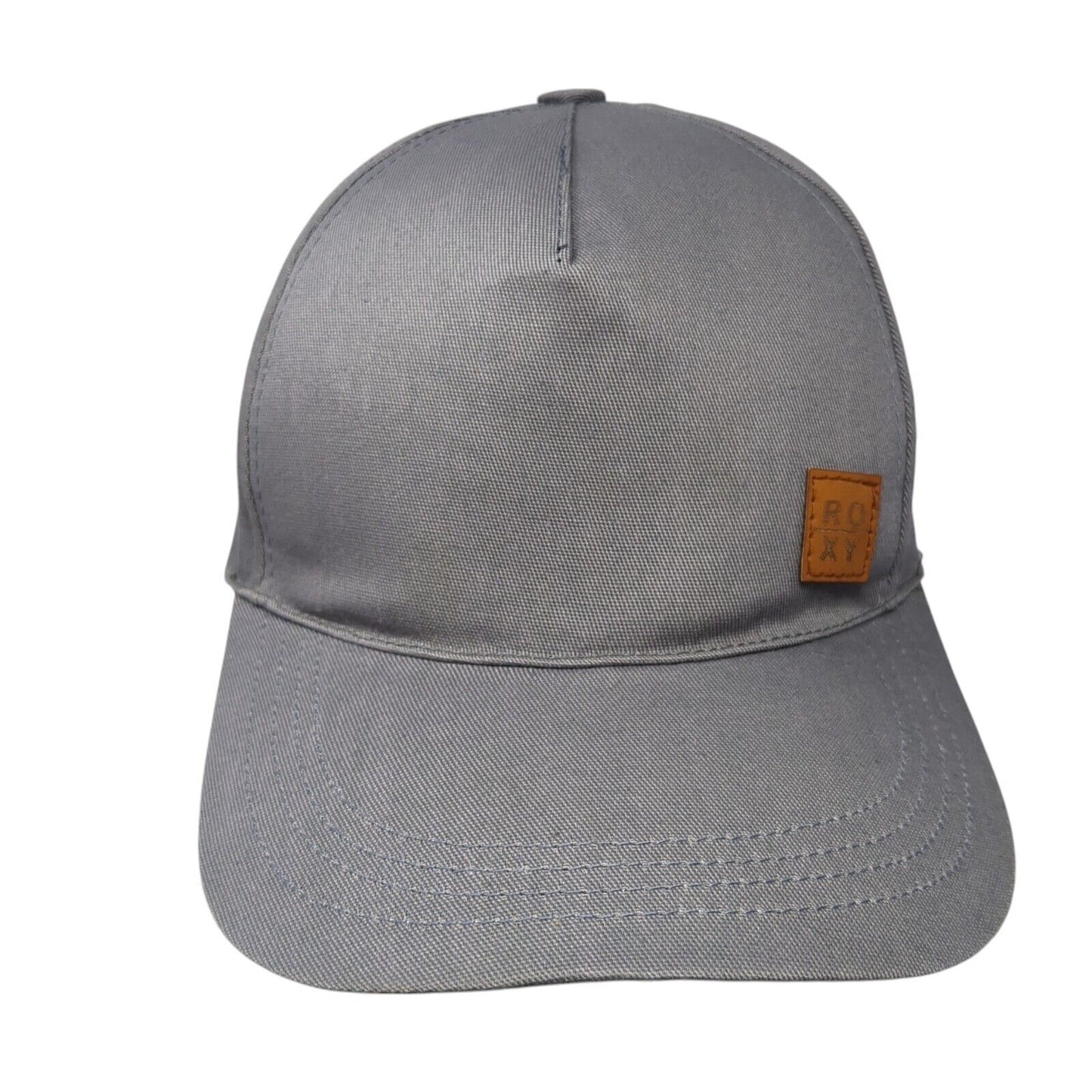 Roxy Leather Patch Strapback Hat Gray One Size Adjustable Solid Outdoor