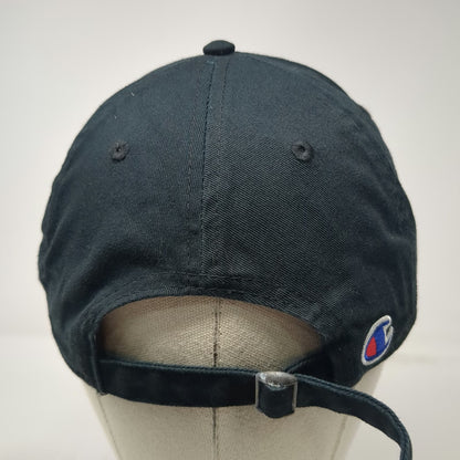 Champion 5 Panel Black Hat One Size Slideback Cotton Script Logo C Logo Adjust