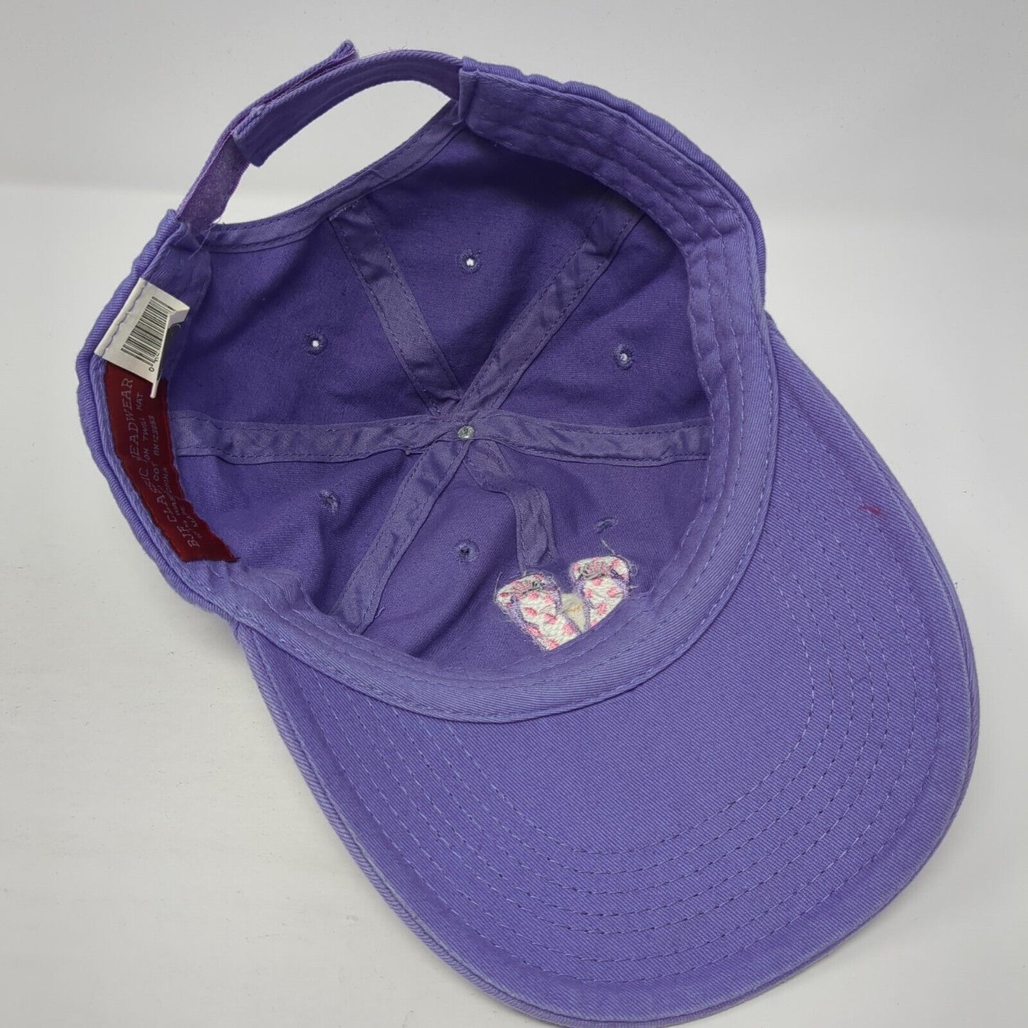 Hutchinson Island Strapback Hat Purple One Size Embroidered Flip Flops