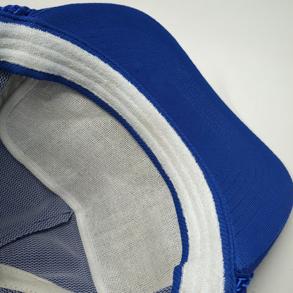 San Sun 5 Panel Hat Blue OS Ford Ogallala Motors Rope Leather Strapback Vintage