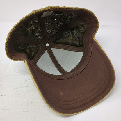 prAna Baseball Cap Brown One Size Woven Paper Linen Blend Metal Logo Hat Breathe