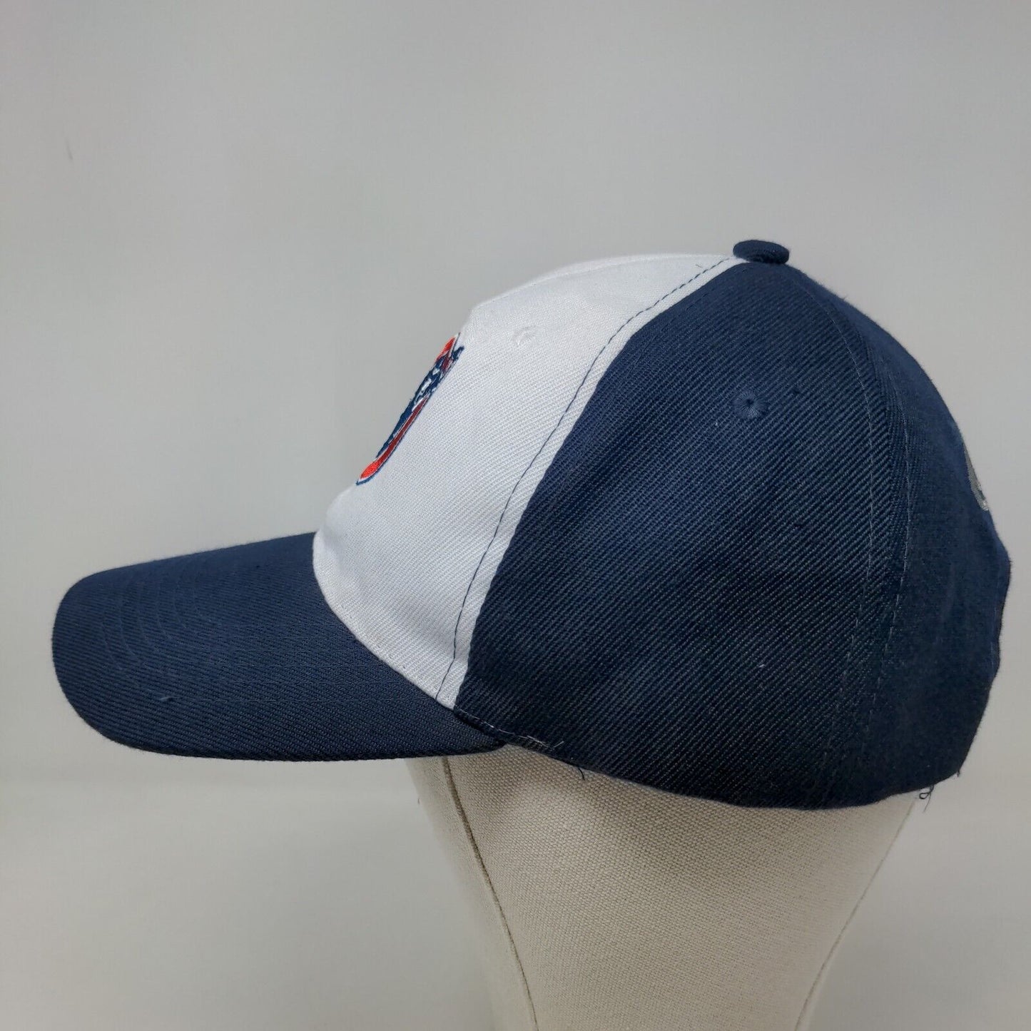 TruPay Men's Strapback Hat White Blue Adjustable Embroidered Bear Baseball Logo