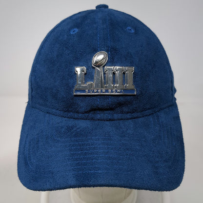 NFL Super Bowl LIII New Era Cap Blue One Size Suede Logo Hat Slideback 9TWENTY