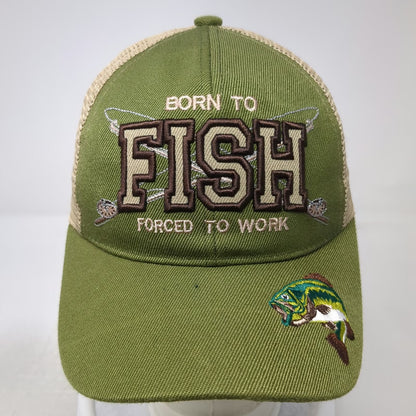 Black Eagle Trucker Hat Green One Size Fish Graphic Born To Fish Slogan Mesh