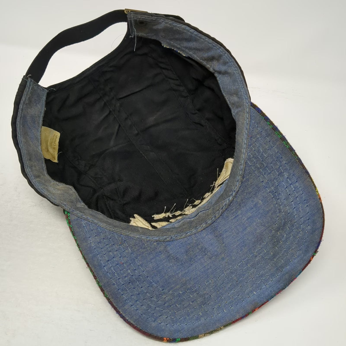 Eugene Originals 5 Panel Hat Black One Size Woven Geometric Brim Strapback