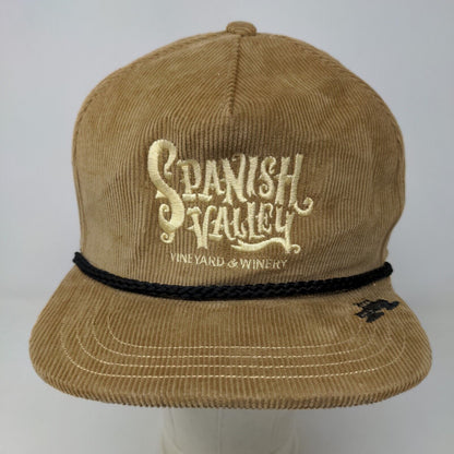 Spacecraft Men's Snapback Corduroy Trucker Hat Tan Embroidered Spanish Valley