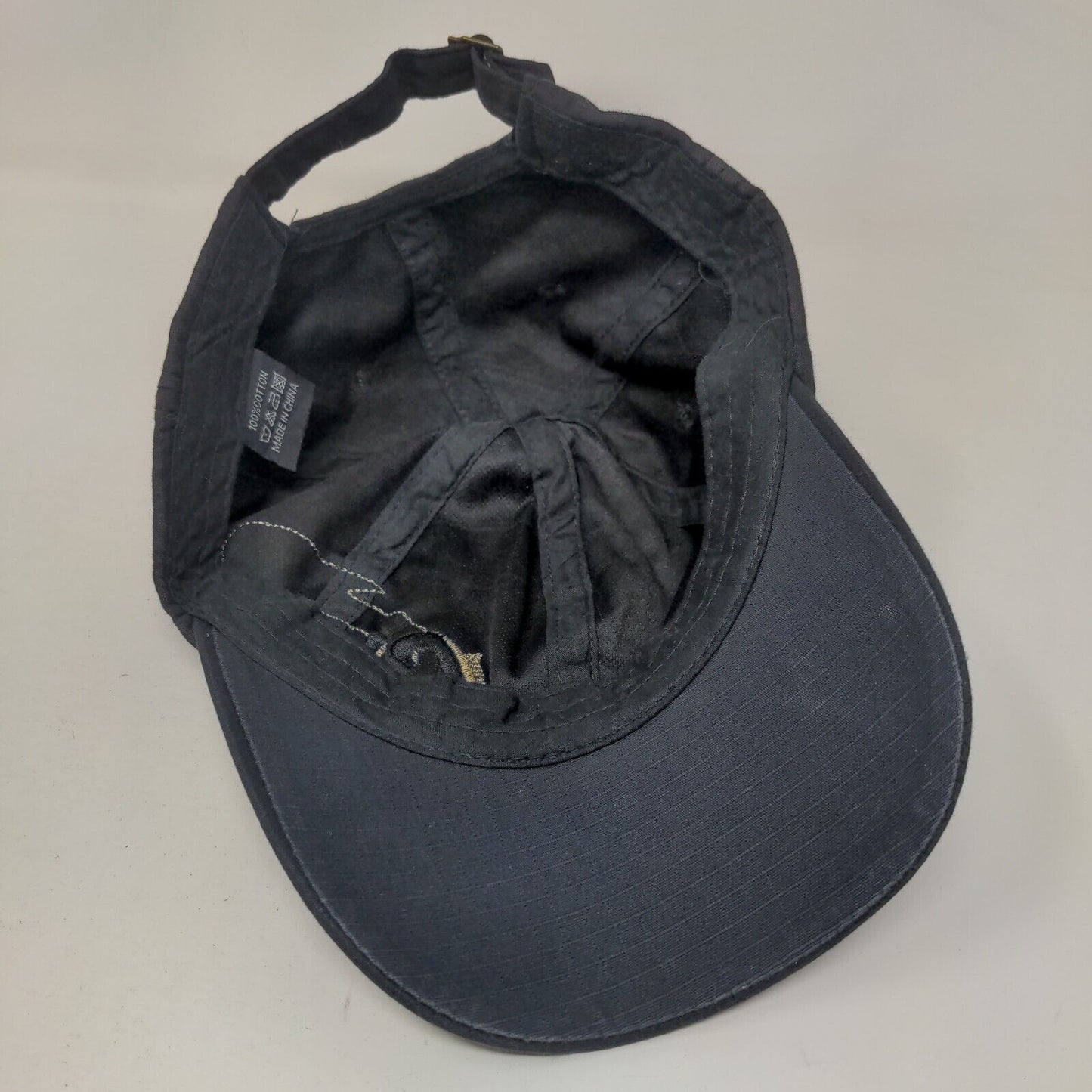 Classic Slideback Hat Black One Size Adjustable Embroidered 6 Panel Cotton