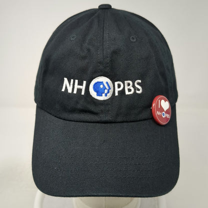 Yupoong Baseball Cap Black One Size NH PBS Logo Hat Adjustable Slideback Pin