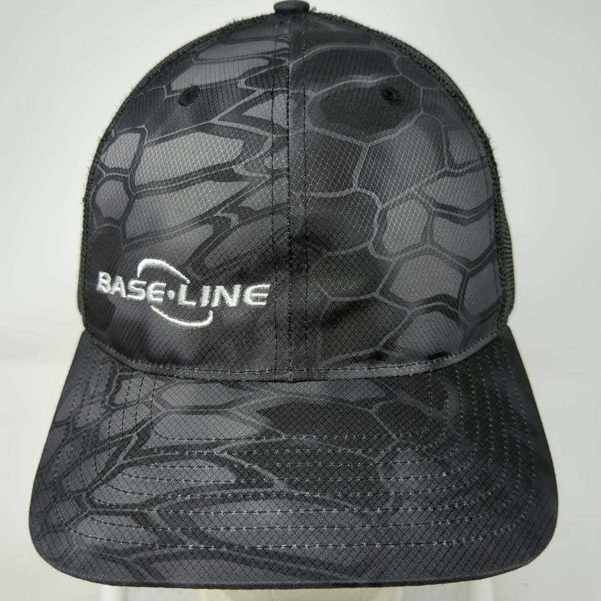 Richardson Trucker Hat Gray One Size Camo Base Line Snapback Mesh Polyester Cap