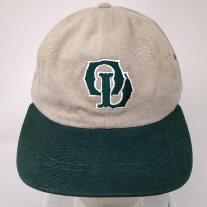 Ibis Headwear Snapback Hat Beige Green One Size Made in USA Two Tone LD Logo