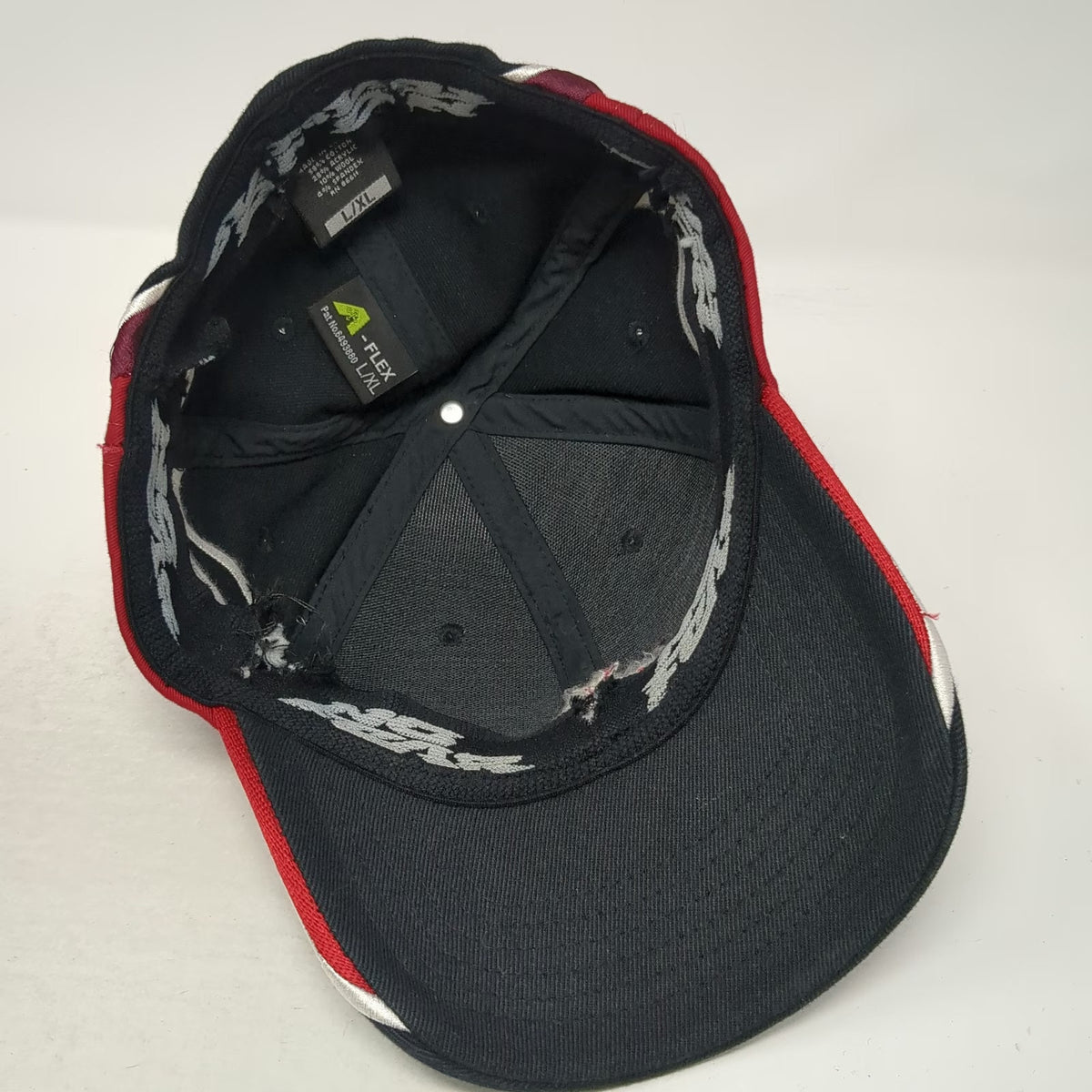 No Fear Baseball Cap Black XL Red White Purple Flame A-Flex Stretch Fit Hat