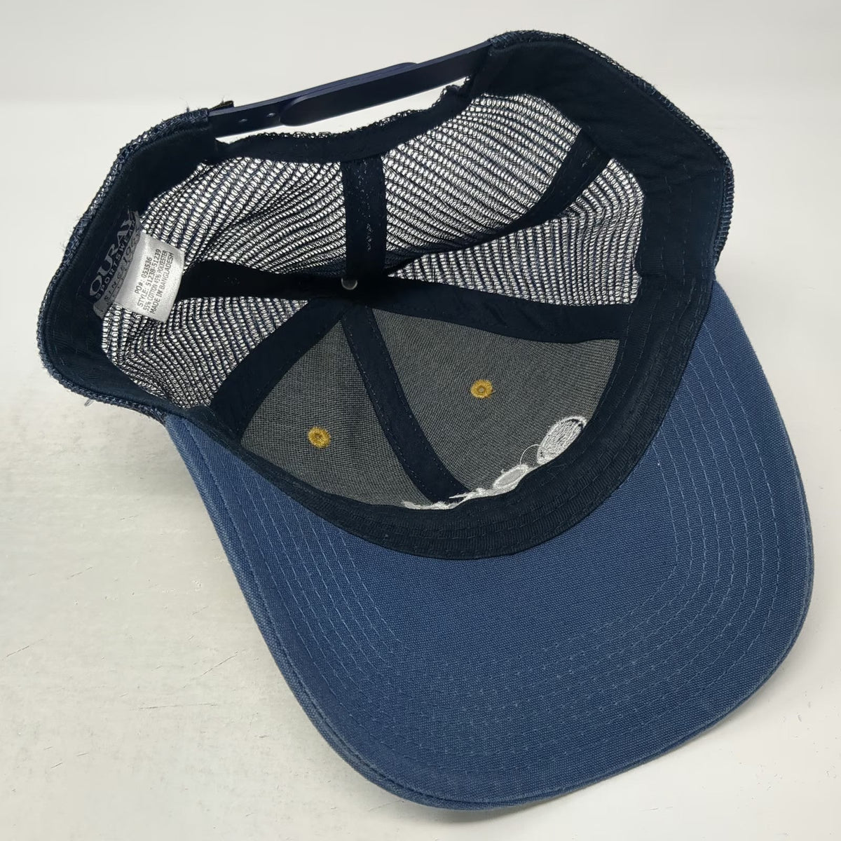 Ouray Trucker Hat Yellow Blue OSFM Okemo Mountain Resort Mesh VT 56 Side Patch