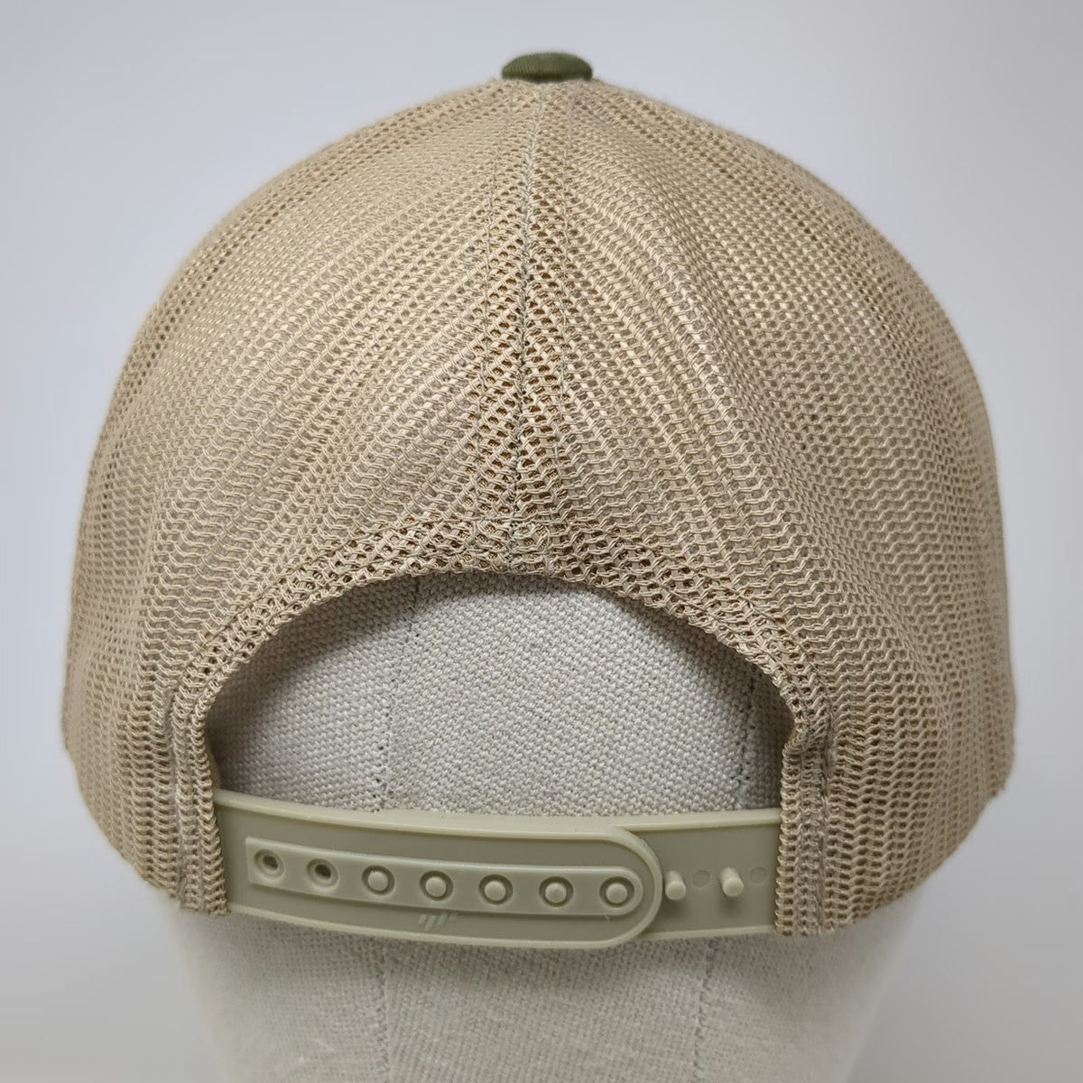 Yupoong Trucker Hat Green Beige One Size Idaho Steel Leather Patch Snapback Mesh