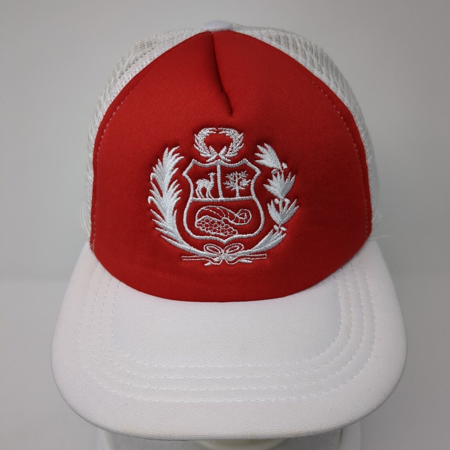 Coat of arms of Peru Snapback Trucker Hat Multicolor OS Adjustable Mesh Back