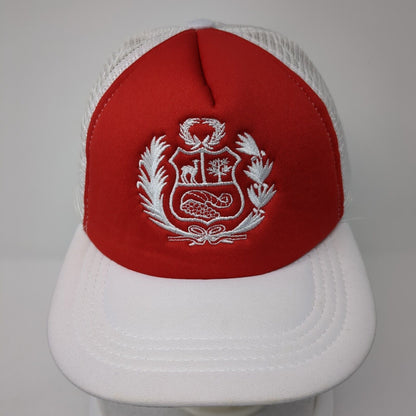 Coat of arms of Peru Snapback Trucker Hat Multicolor OS Adjustable Mesh Back