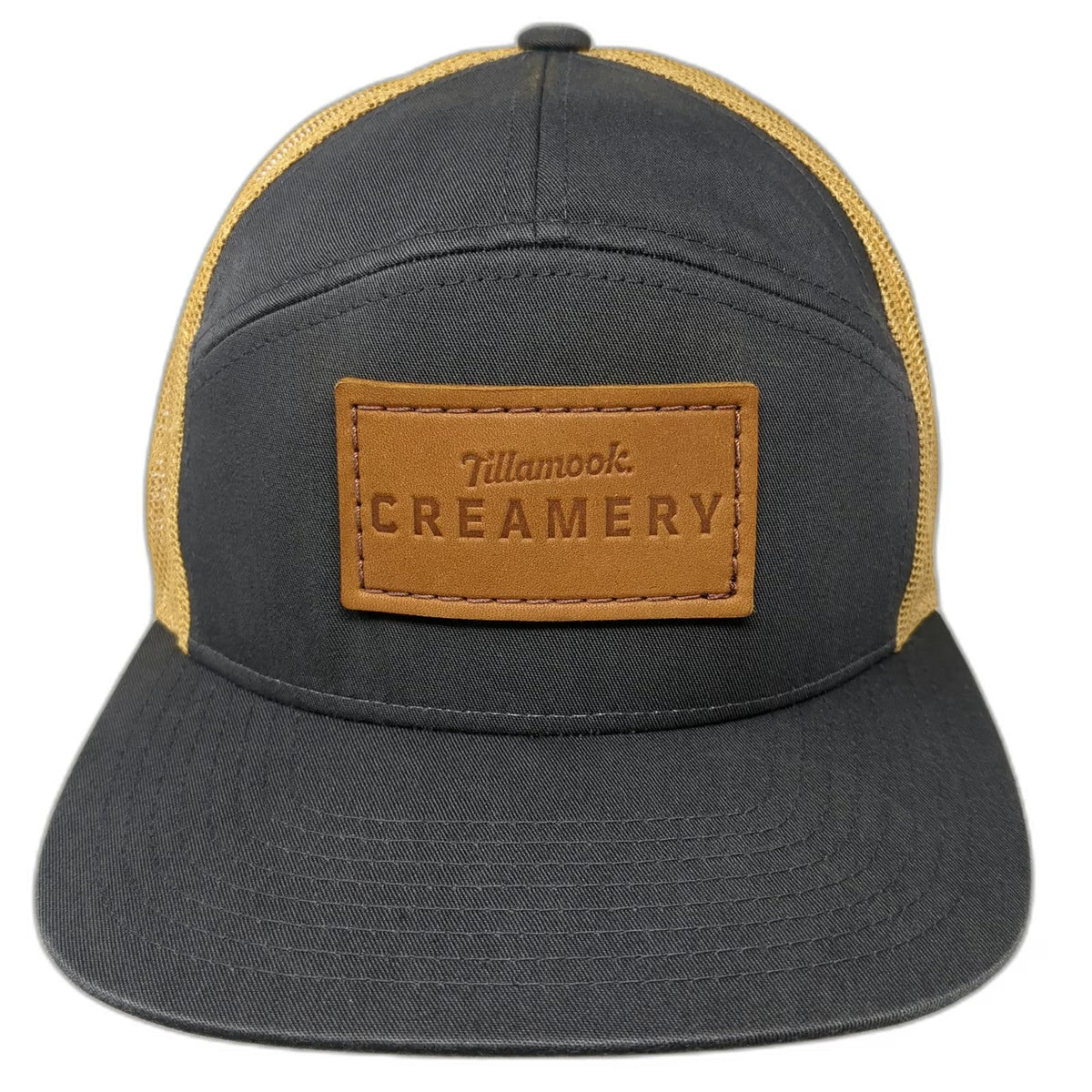 Tillamook Creamery Trucker Hat Black Yellow One Size Leather Patch Snapback