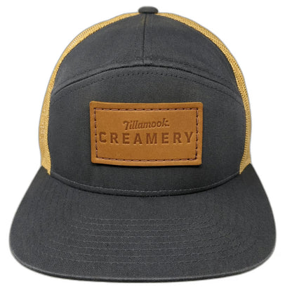 Tillamook Creamery Trucker Hat Black Yellow One Size Leather Patch Snapback