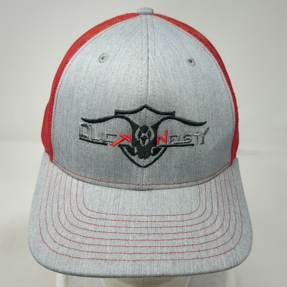 Richardson Trucker Hat Gray Red One Size Duck Dynasty Logo Mesh Snapback 112 Hat