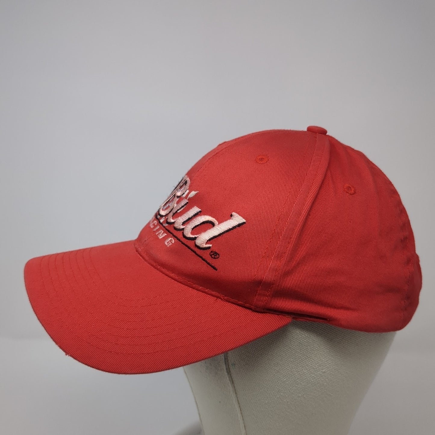 Bud Racing Snapback Hat Red One Size Adjustable Embroidered 6 Panel Spike Sports