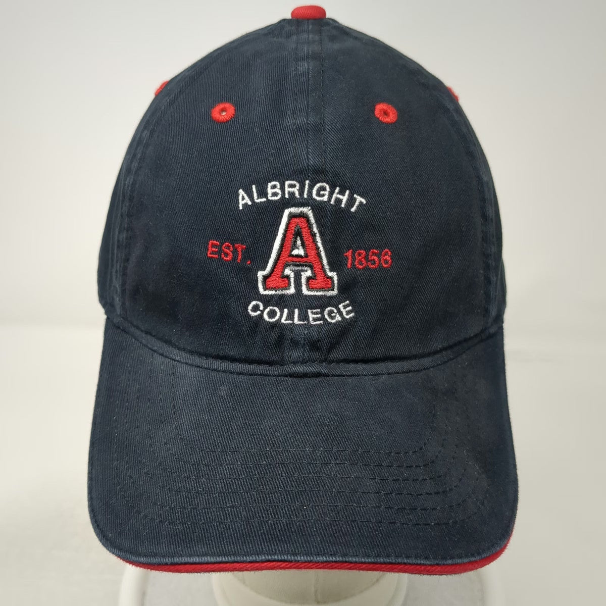 ML Authentic Headwear Baseball Cap Black Red White One Size Albright College Hat