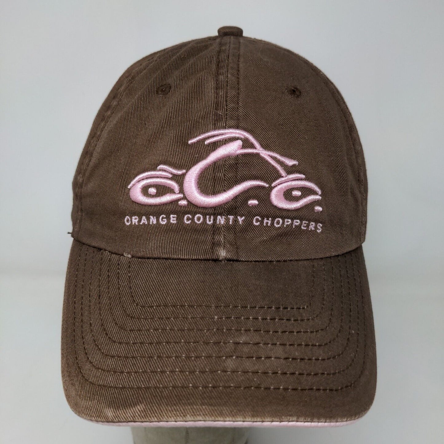 Orange County Choppers Women's Strapback Hat Brown Pink OSFA Embroidered Logo