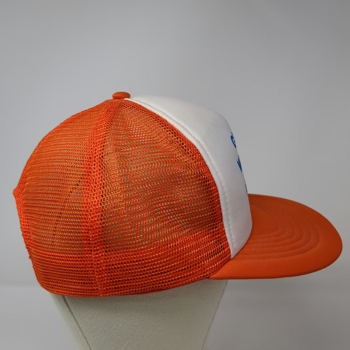 AHS Trucker Hat Orange White 7 5/8 Great Western Aeroplane Factory Mesh Back