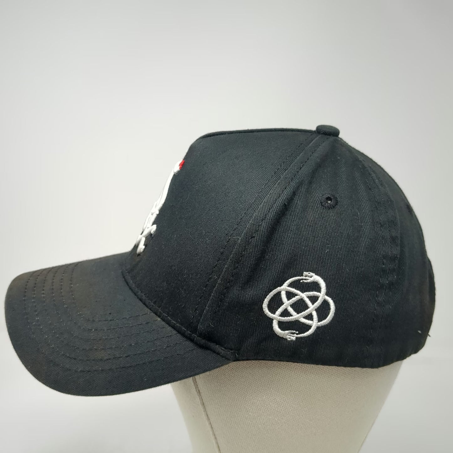 Reference 5 Panel Black One Size Hat Green Underbrim Snapback Parody Logo