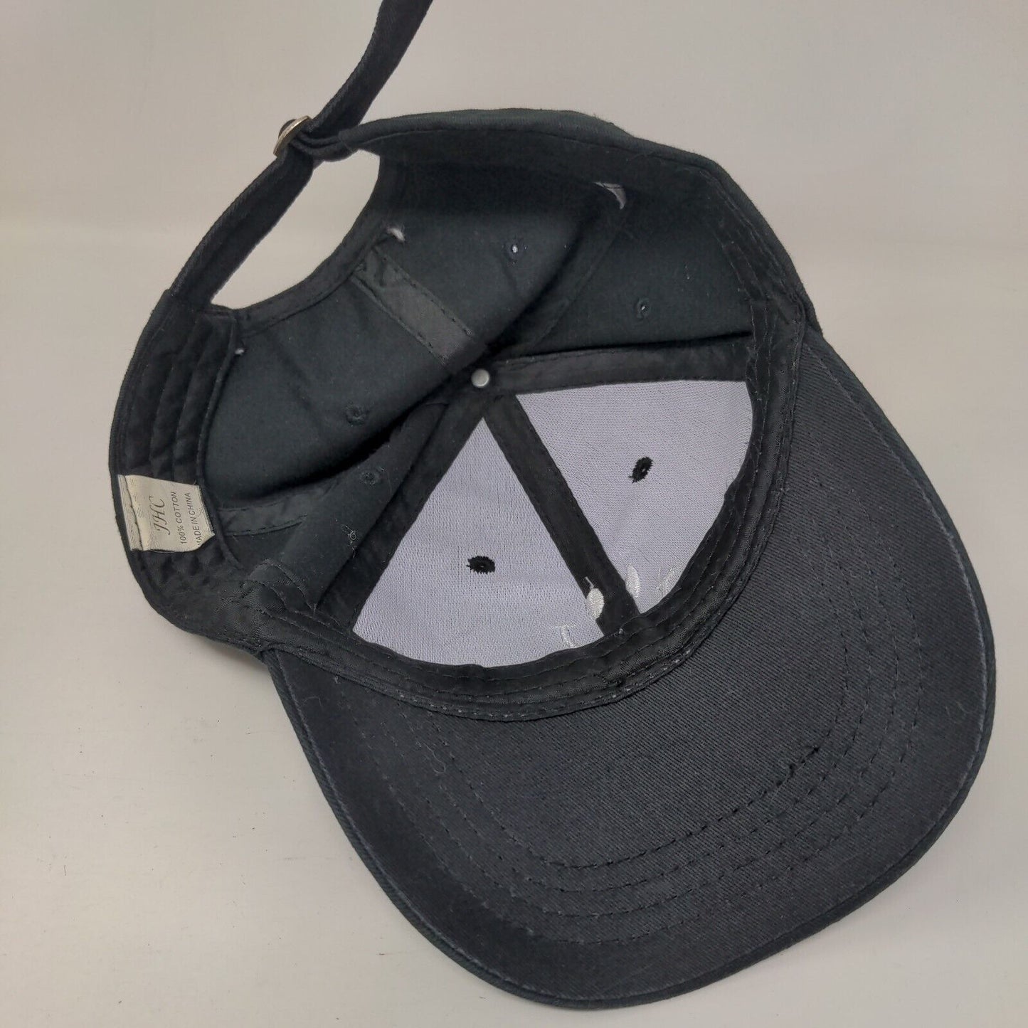 Smiley Face Slideback Hat Black One Size Adjustable Embroidered Cotton JHC